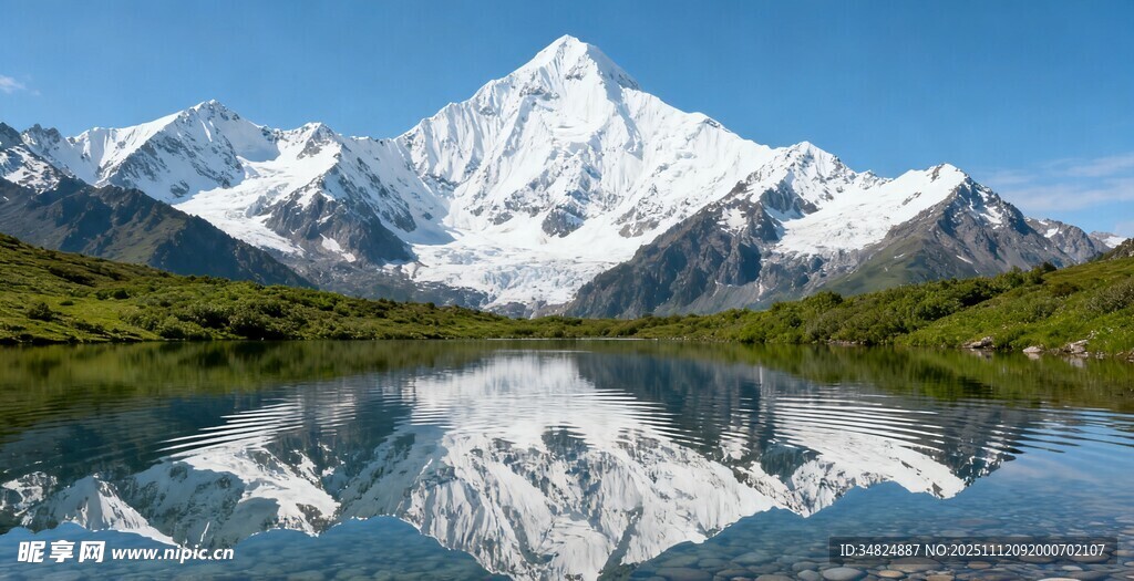 雪山湖泊绝美倒影景观