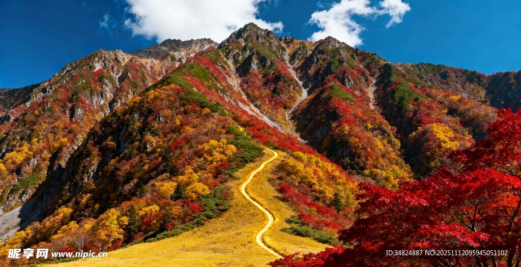 秋日绚烂山间美景