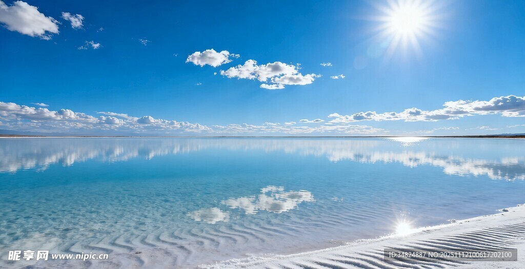 梦幻蓝天碧水的纯净美景