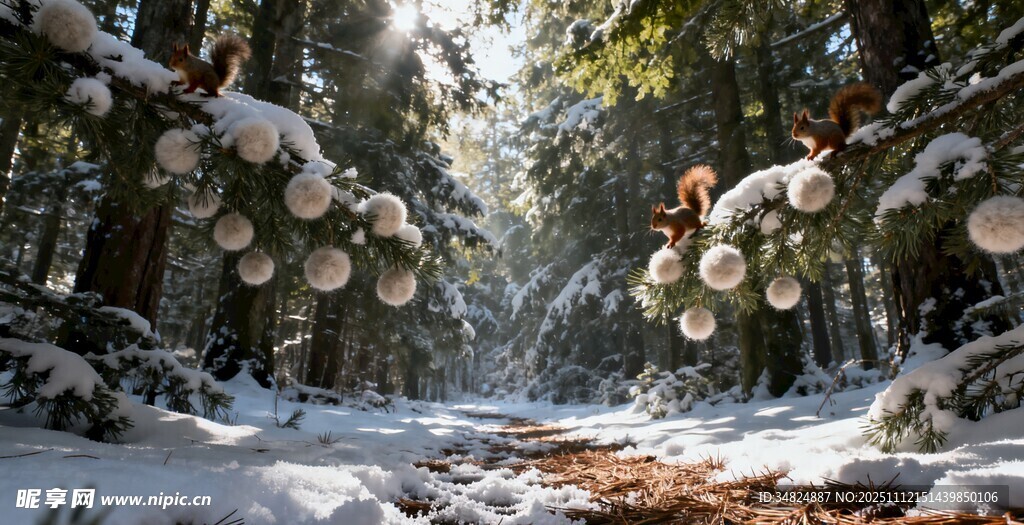 冬日雪覆森林静谧美景