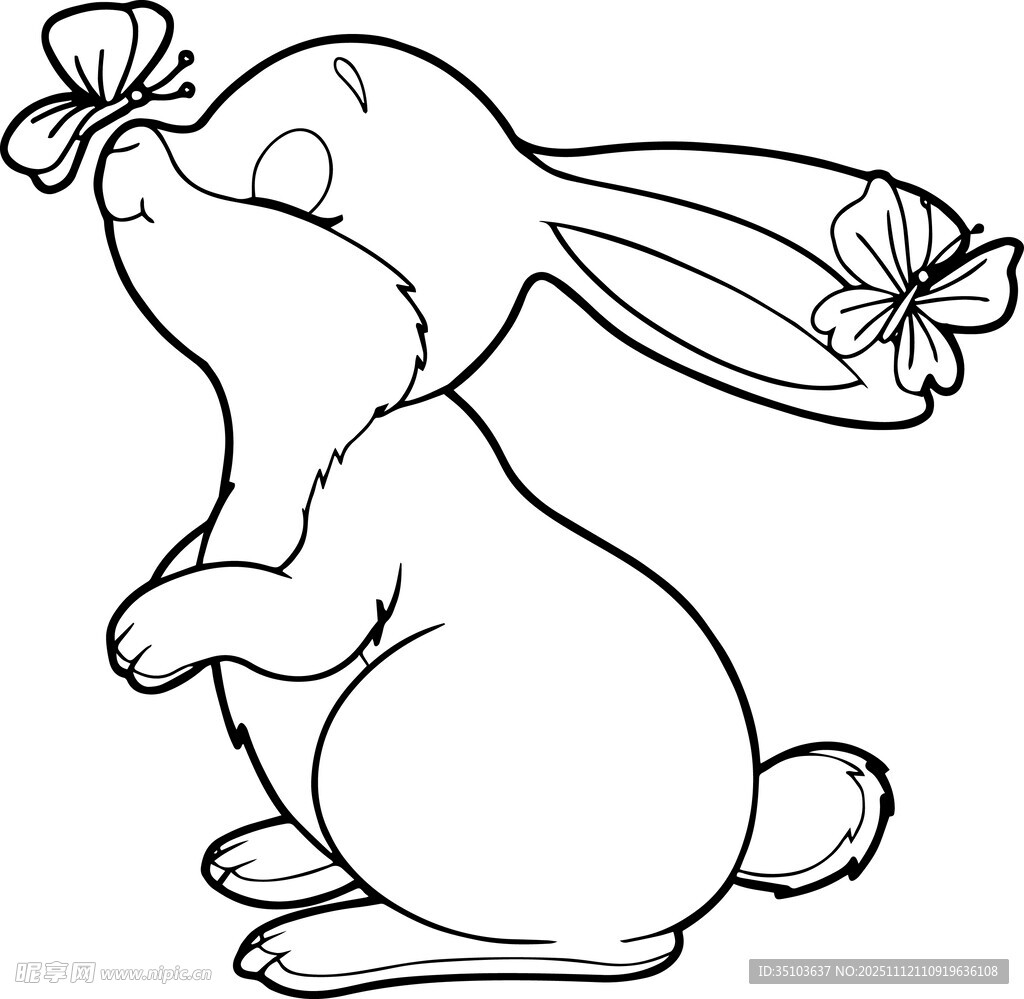 可爱兔子与花朵简笔画