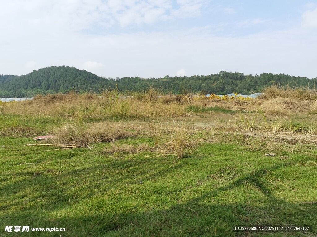 广袤草原与远处青山