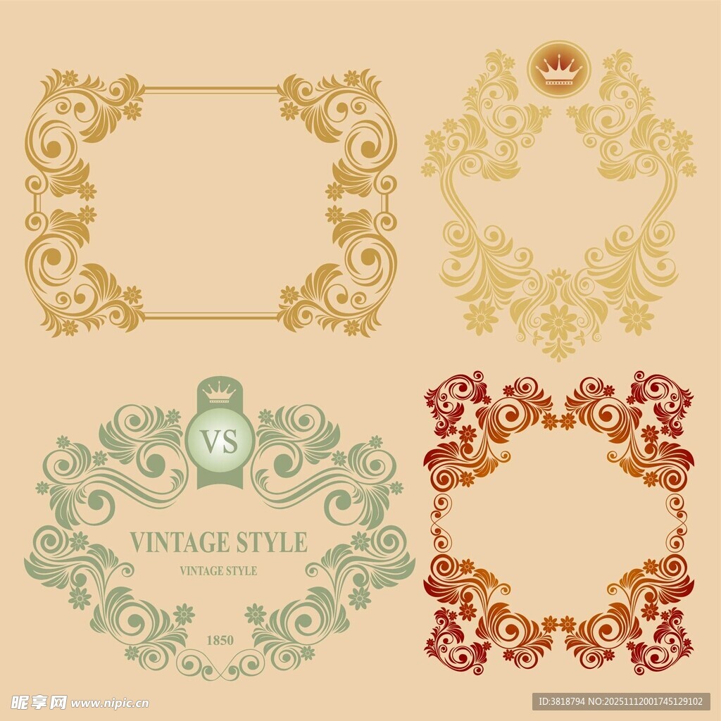 复古华丽装饰性边框图案