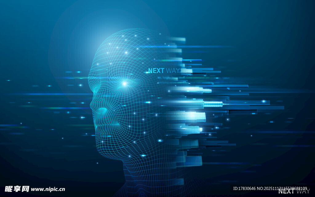 科技感人脑与数据光影画面