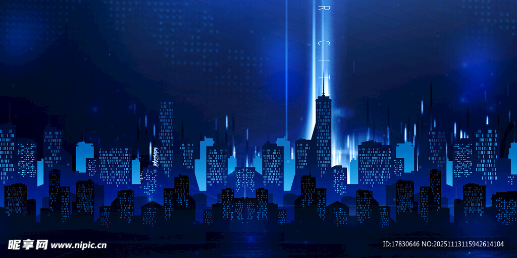梦幻蓝调城市夜景