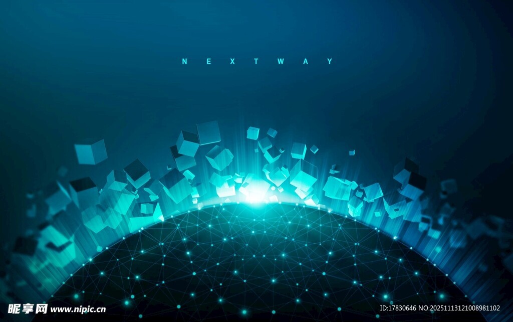 科技感蓝色数据流动背景