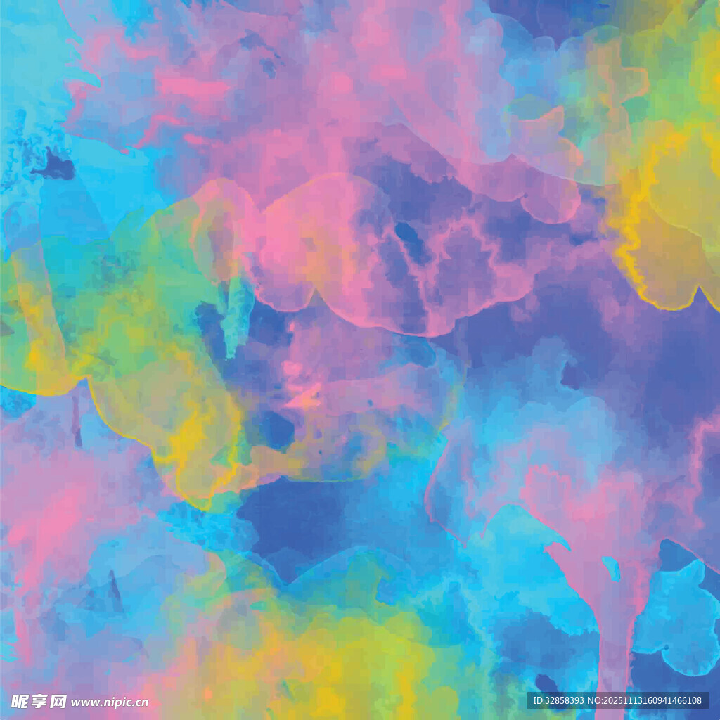 梦幻多彩水彩抽象背景图