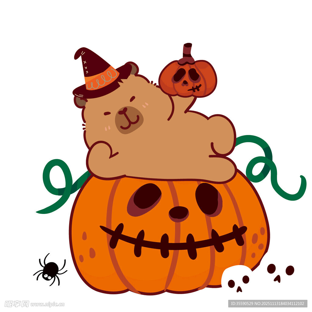 小熊惬意躺南瓜