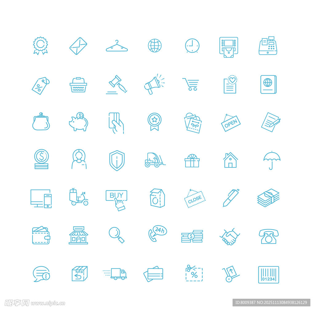 在线购物线描图标元素