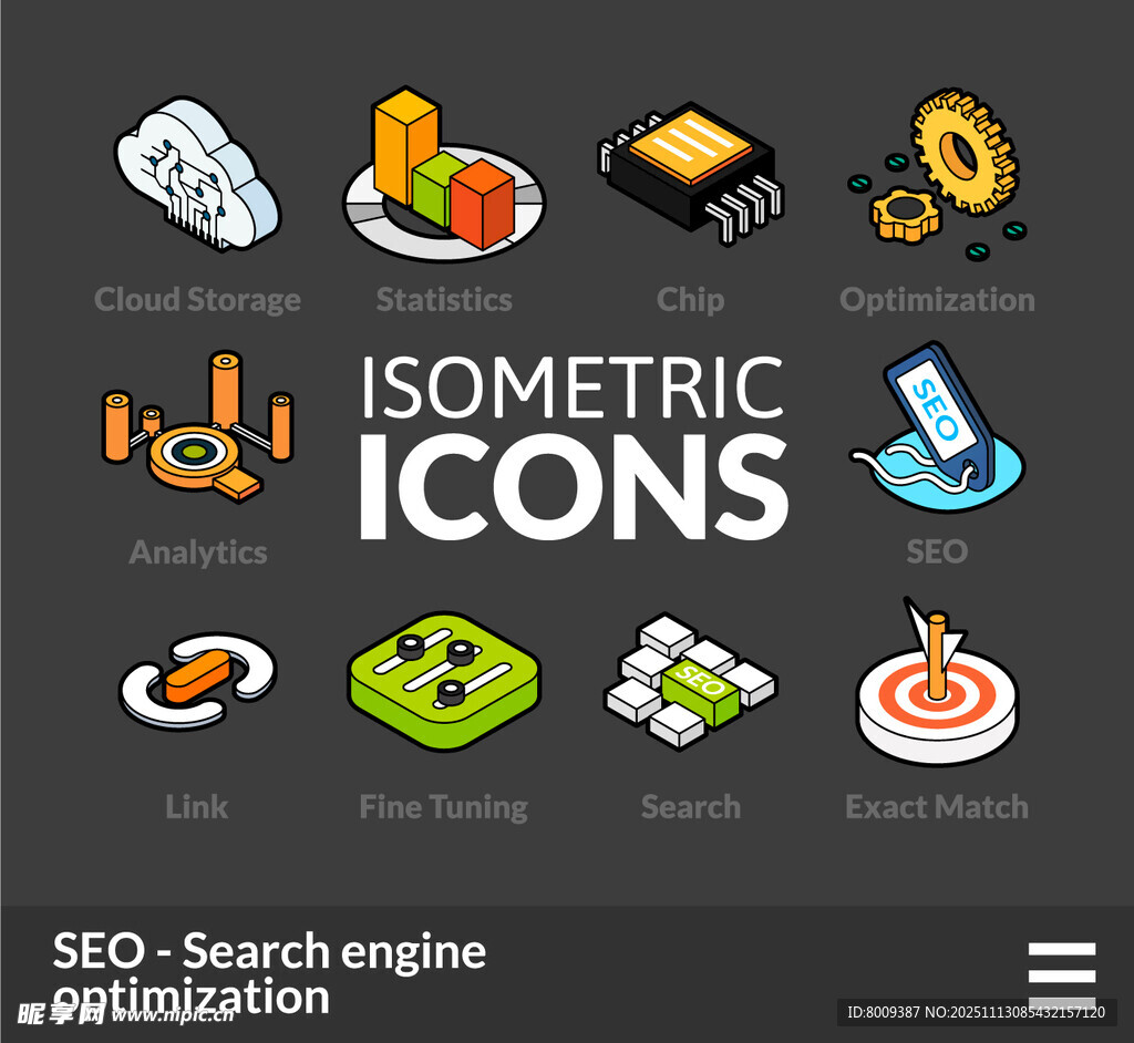 等距风格搜索引擎图标集