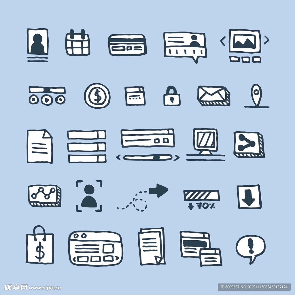 手绘涂鸦简洁图标集