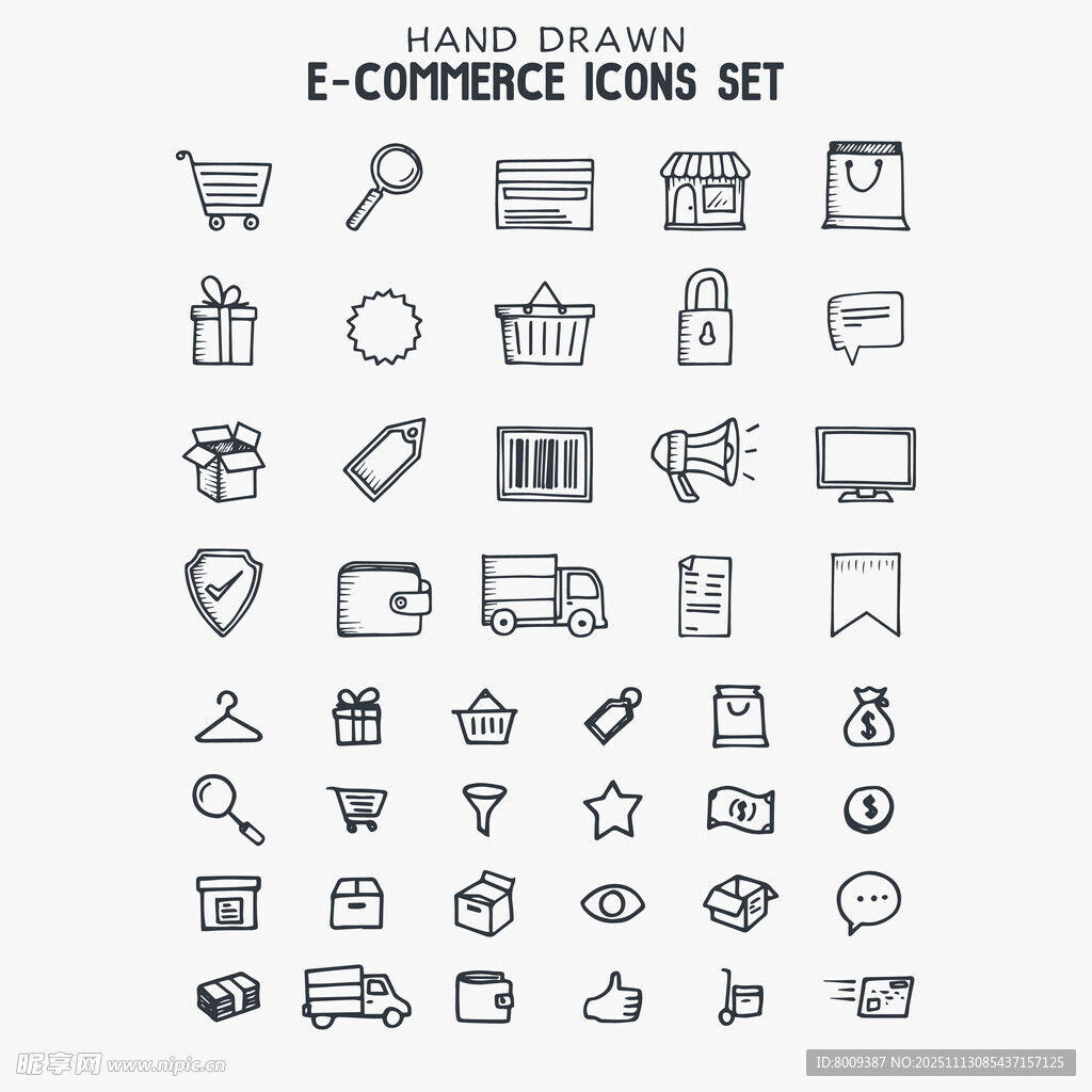 电商相关线性图标集