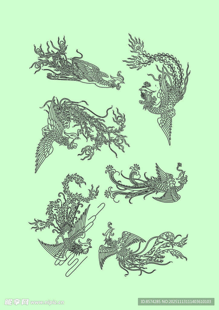 复古风格鸟类植物插画