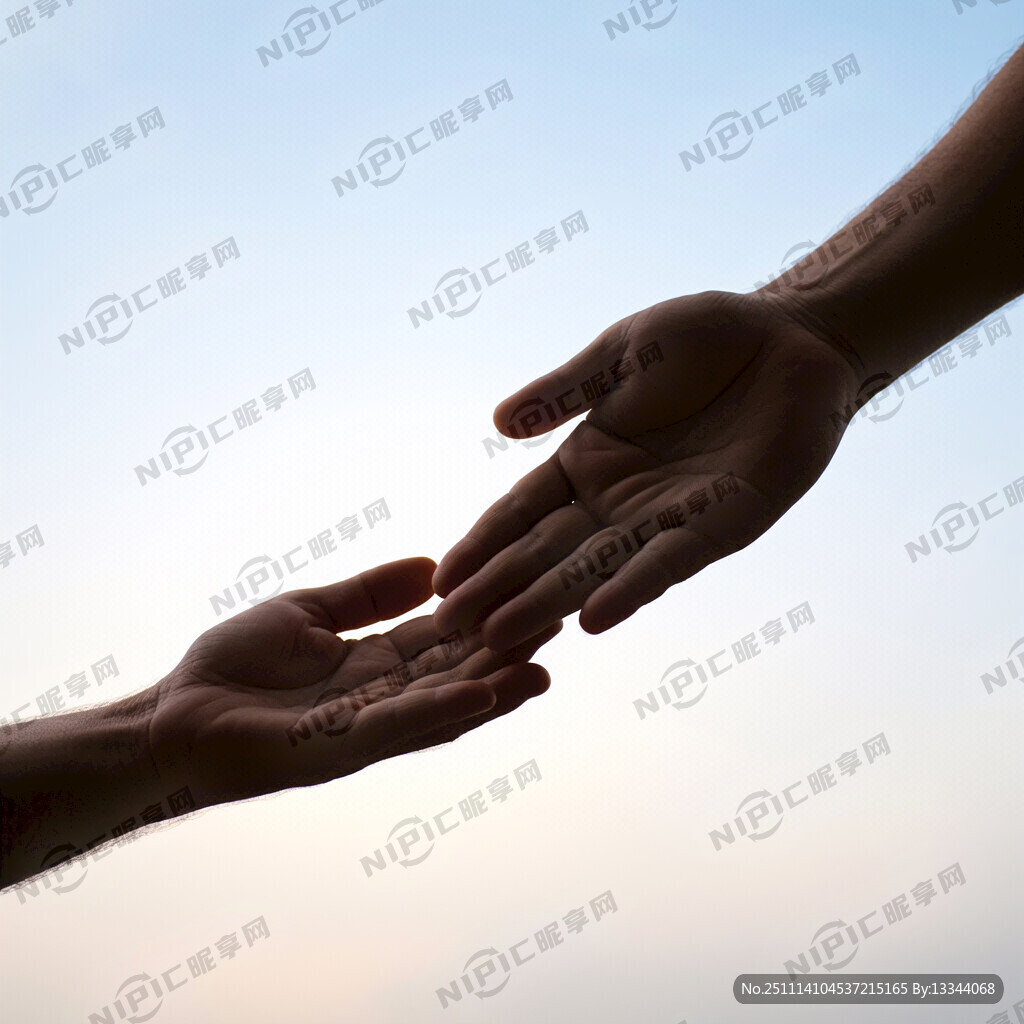 一只温暖的手与一只寻求帮助的手