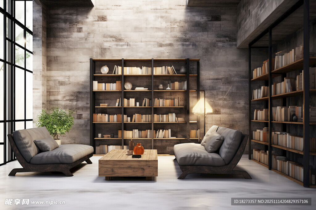 现代工业风书房舒适空间