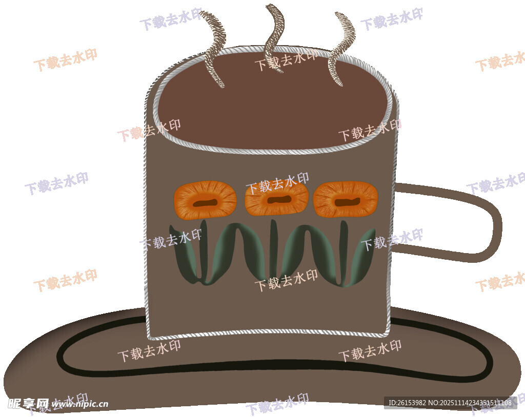 卡通风格加热杯设计图 白墨 直