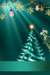 梦幻绿色圣诞树节日场景