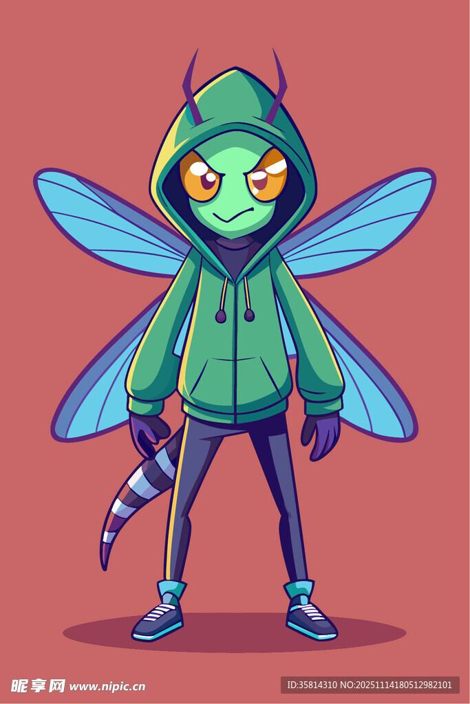 穿卫衣的拟人化蚊子形象