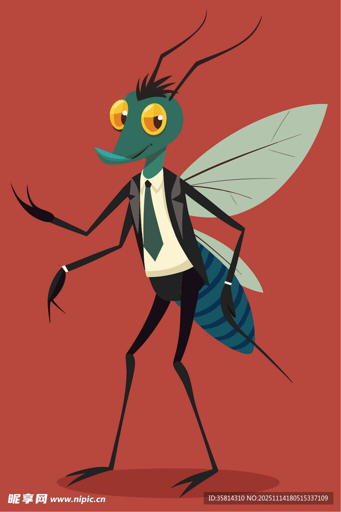 时尚装扮的拟人化蚊子