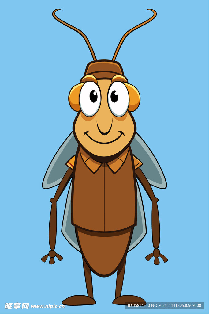 可爱卡通形象的棕色飞虫