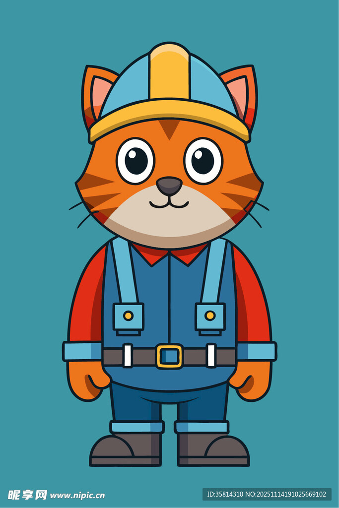 穿工装的可爱猫咪