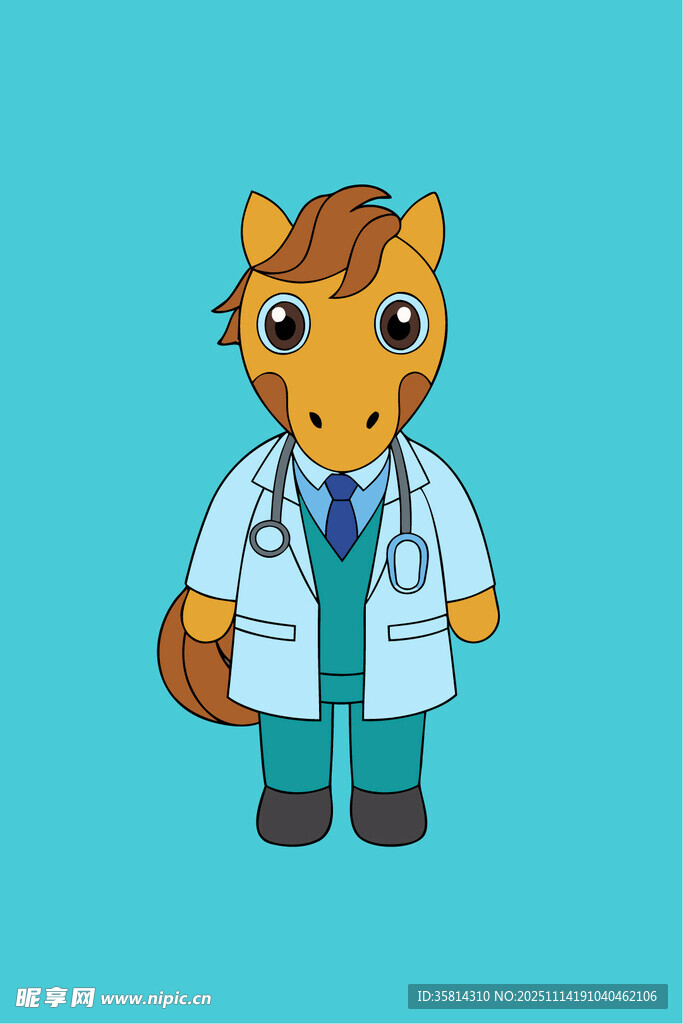卡通小马医生形象