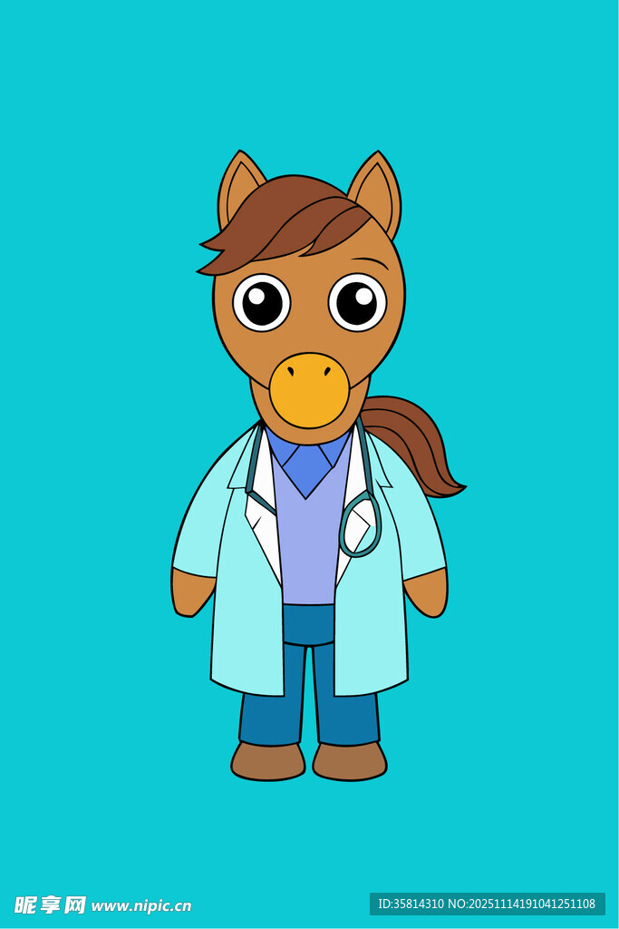 卡通小马医生形象