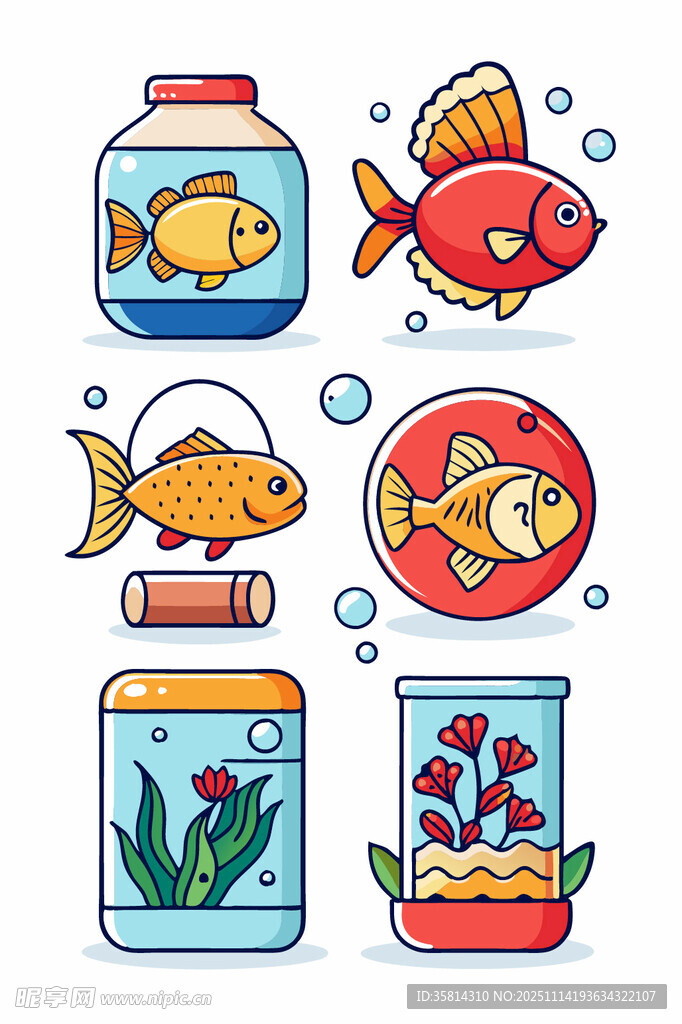 多彩鱼缸与可爱鱼儿