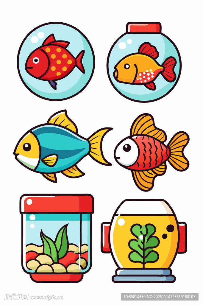 多彩鱼缸与可爱鱼类