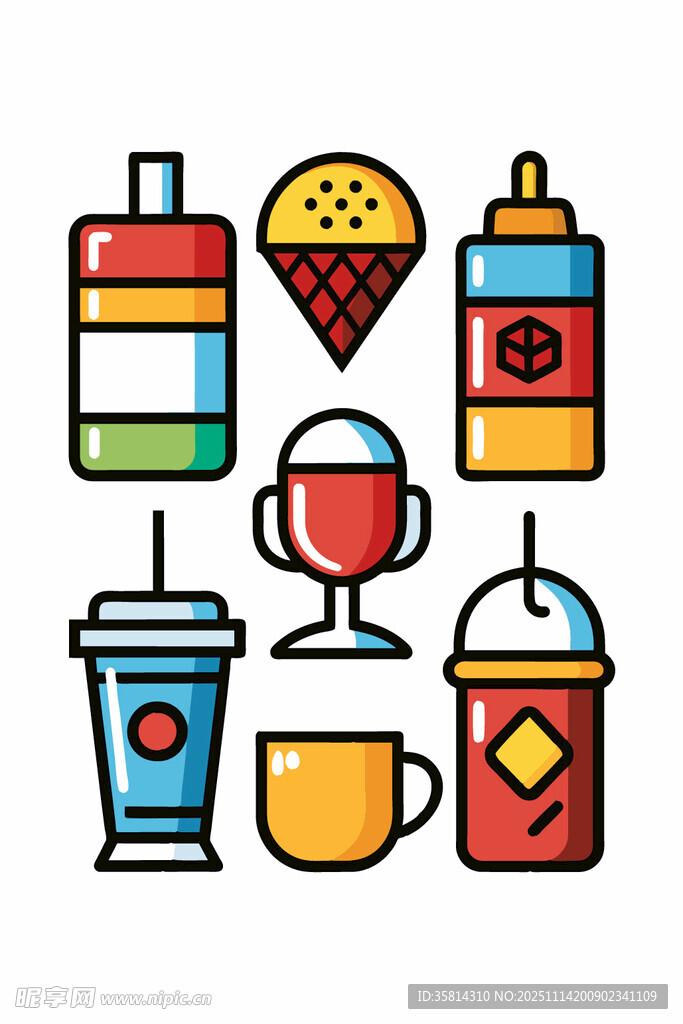 多彩饮品图标集合