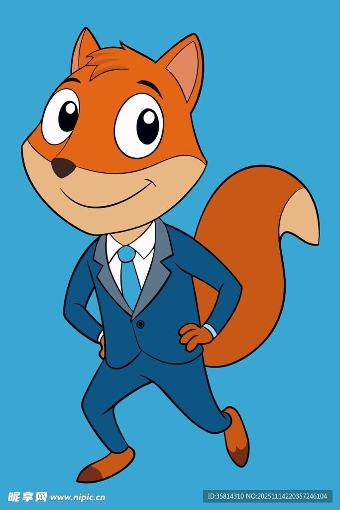 穿西装的可爱狐狸形象