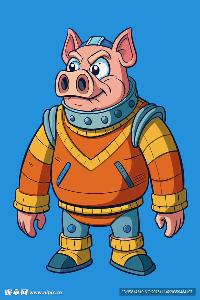 卡通小猪宇航员形象