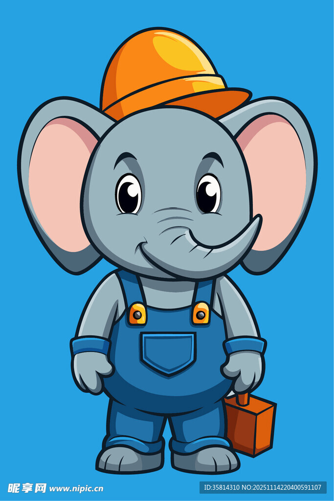 穿工装的小象工人