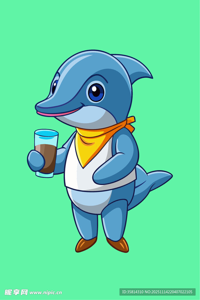 可爱海豚手持饮料