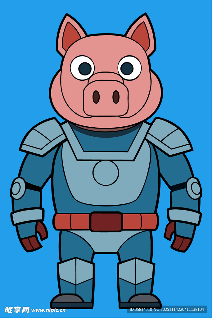穿盔甲的卡通小猪