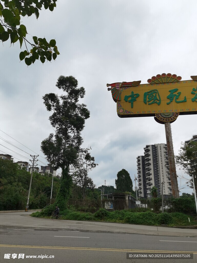 中式复古招牌立于路旁