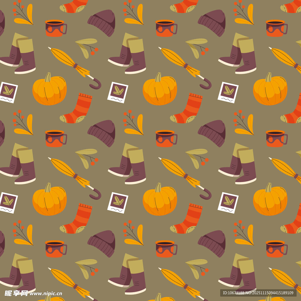 秋季元素无缝图案设计