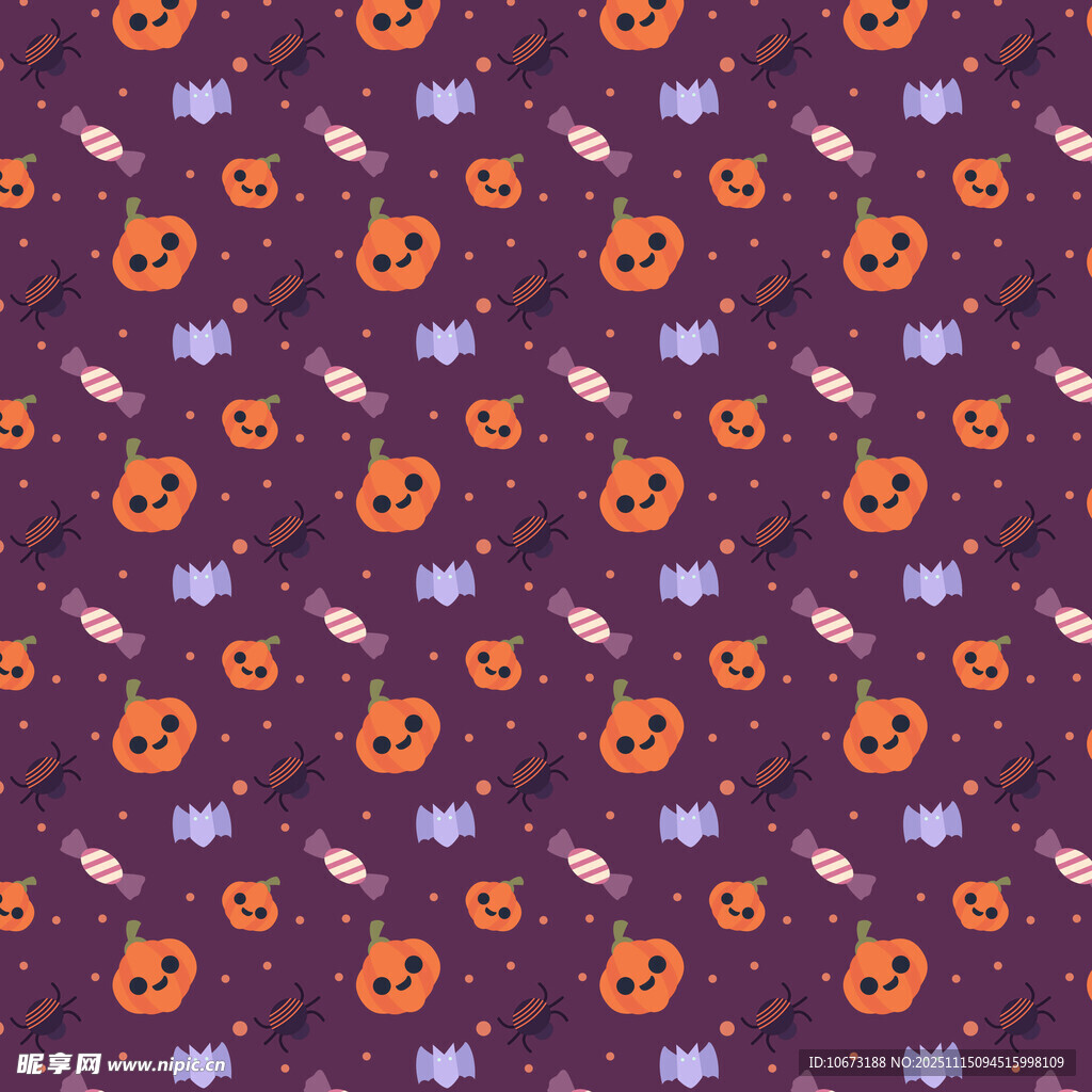 万圣节南瓜糖果图案背景