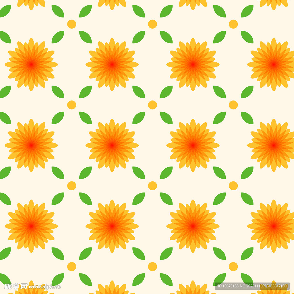 黄色花朵几何图案背景