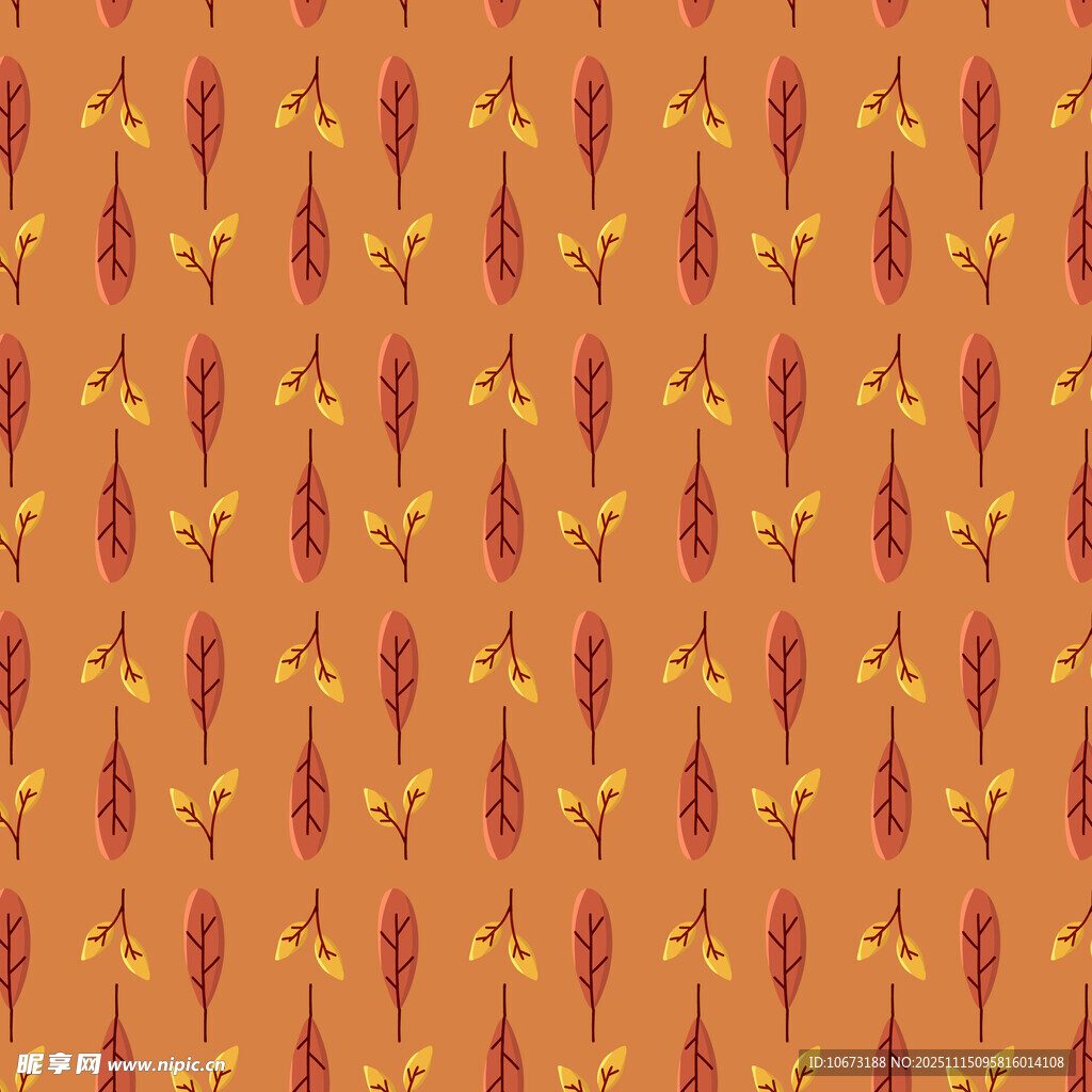 橙底花卉图案纹理背景