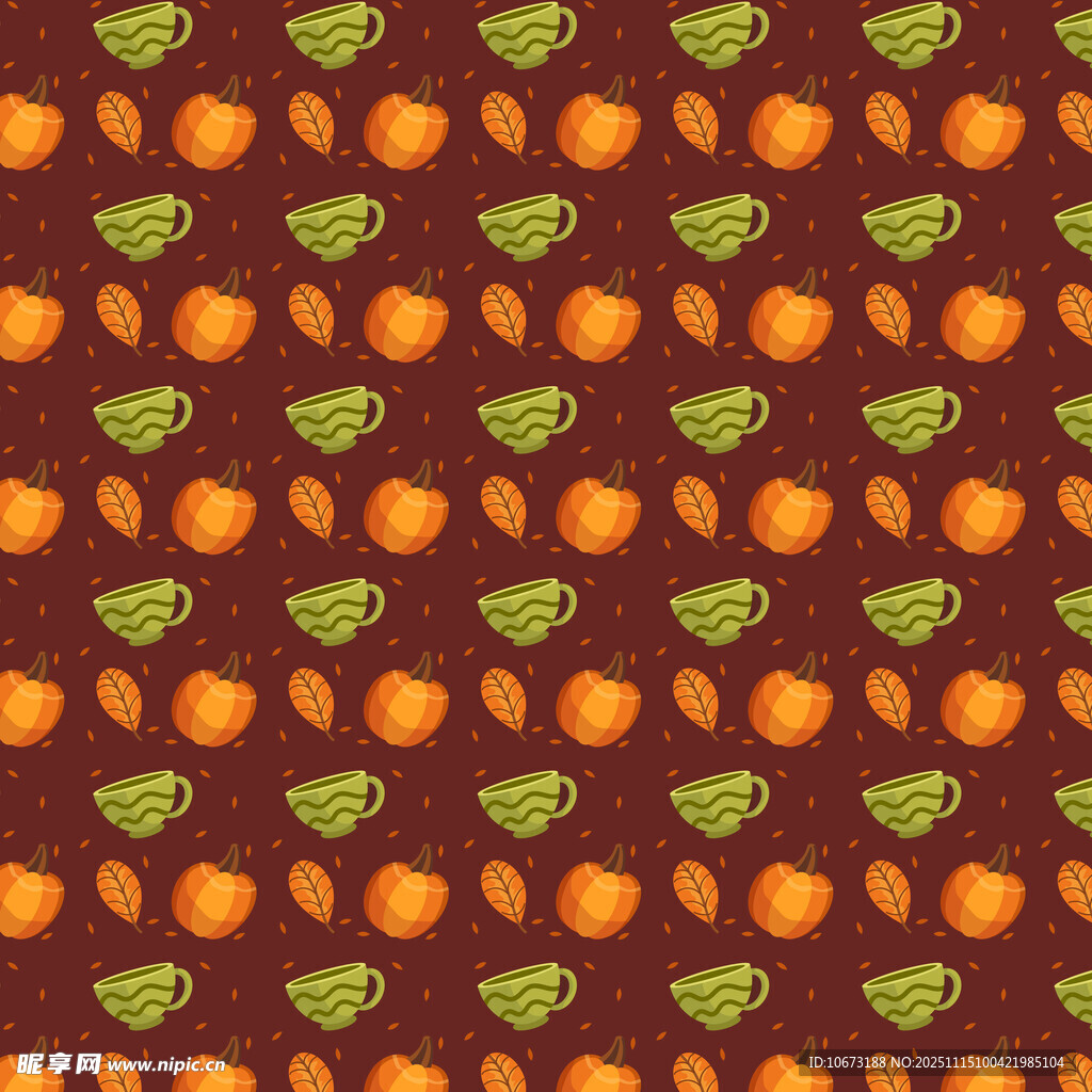 南瓜与叶子的图案背景