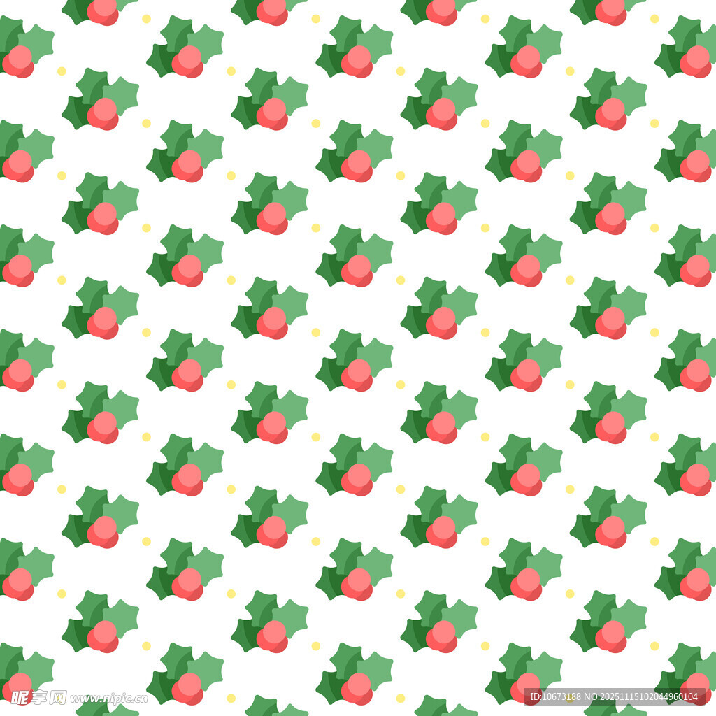 草莓绿叶图案无缝背景图