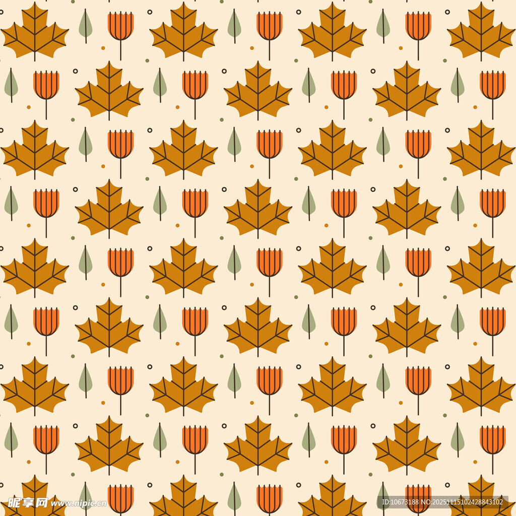 秋季树叶橡果图案背景