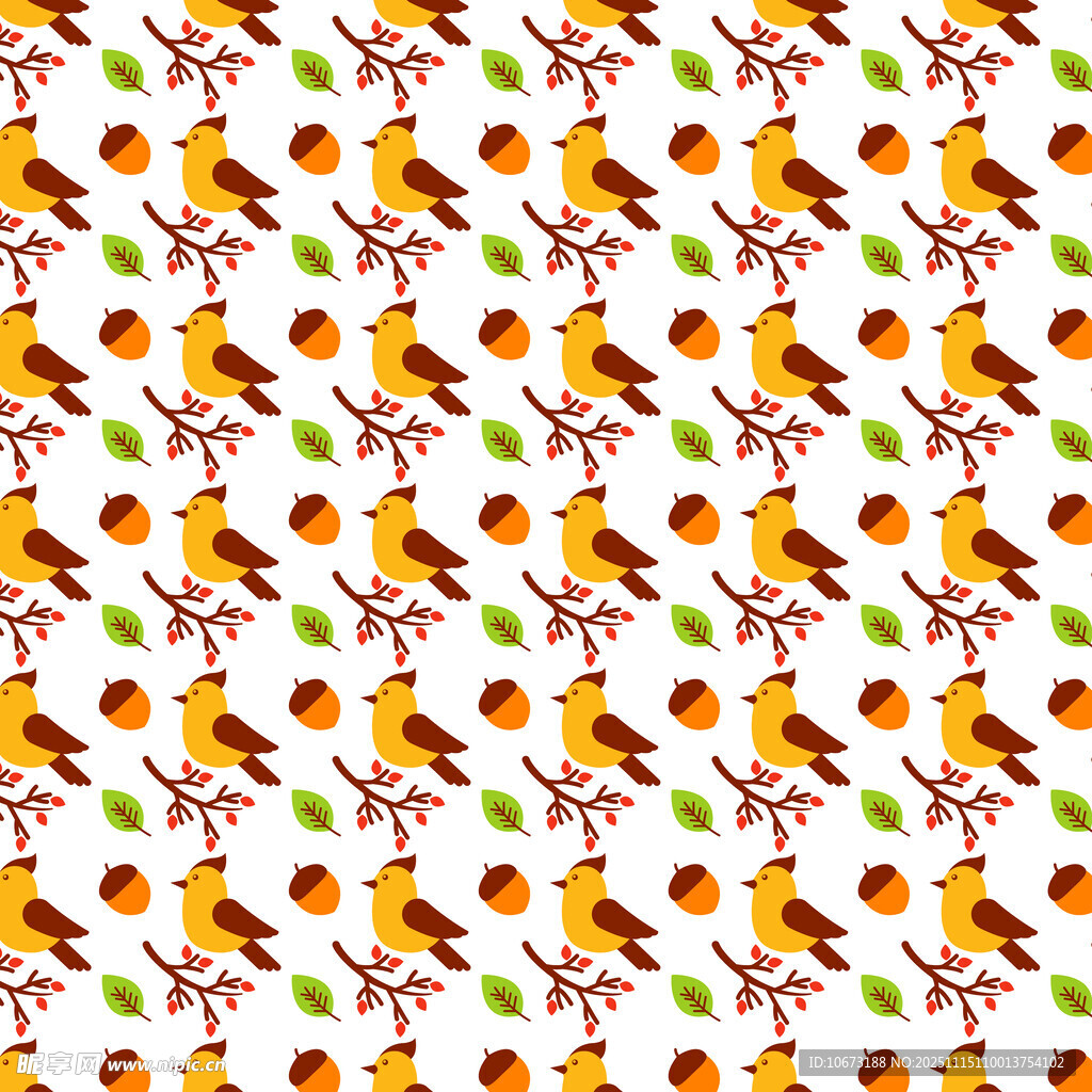 小鸟与果实的精美图案