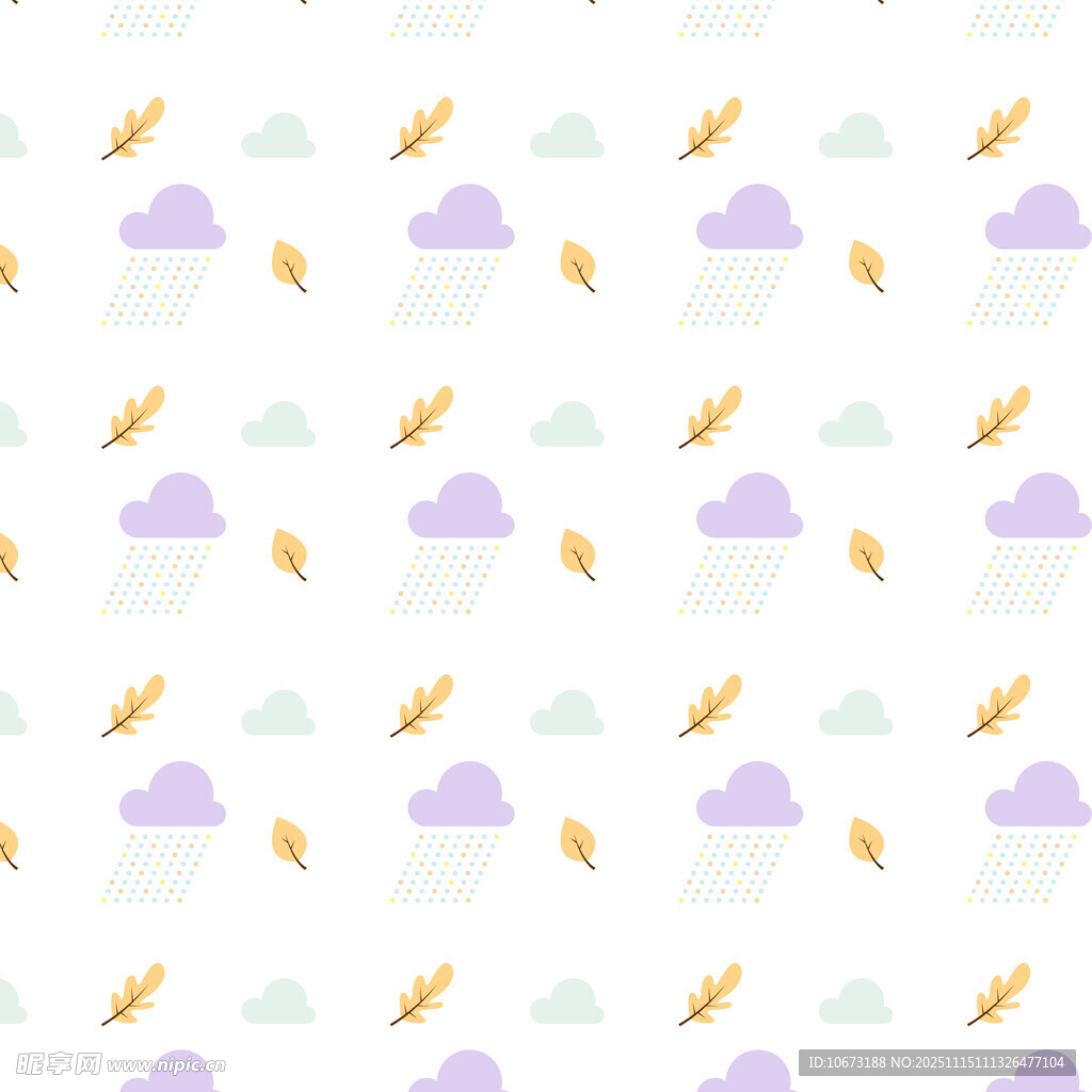 云朵闪电图案无缝背景图