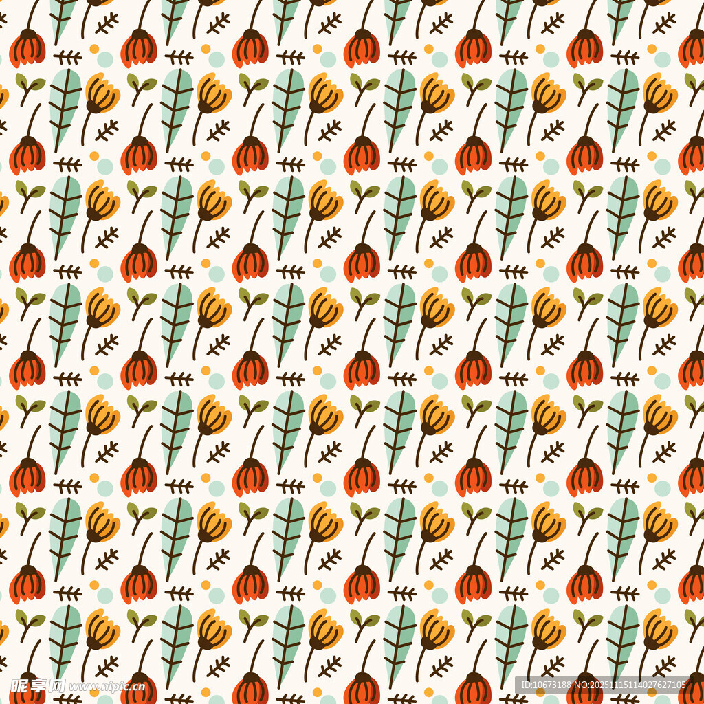 水彩风格胡萝卜花卉图案