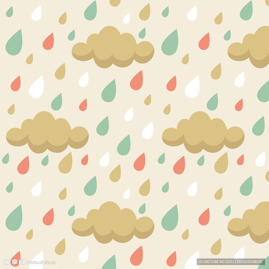 云朵雨滴简约卡通背景图