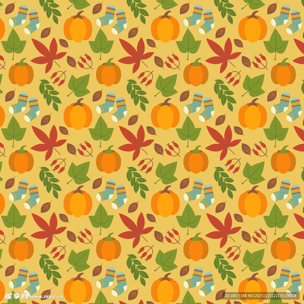 秋季南瓜枫叶图案背景