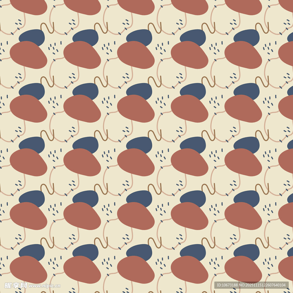 复古风蘑菇图案无缝背景