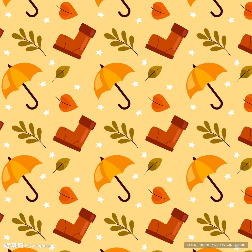 秋季雨伞落叶图案背景